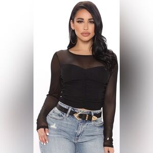 Always Lovely Ruched Top - Black- Size XL